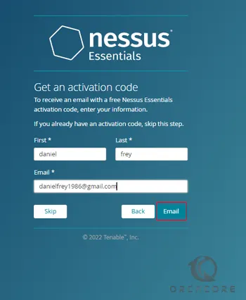 get an activation code from Nessus