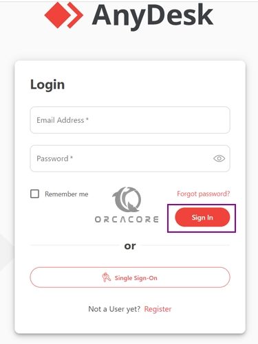 AnyDesk Login page