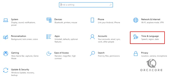 Time settings Windows 10