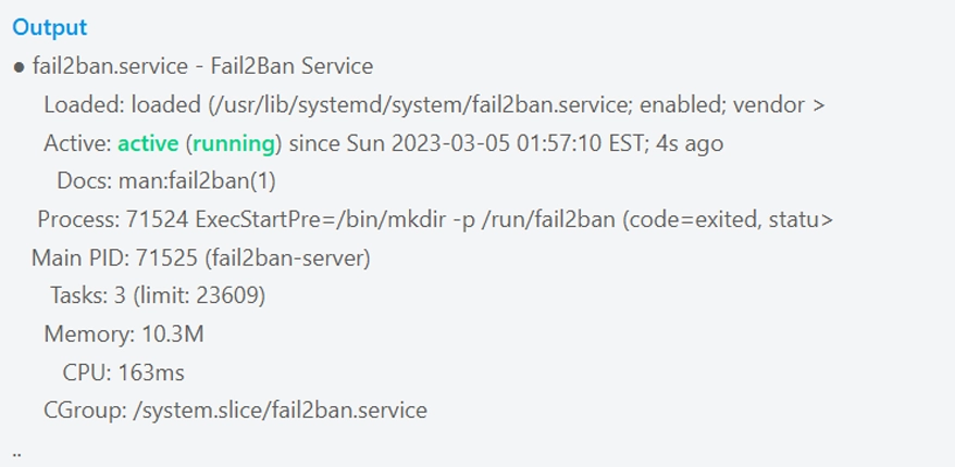 Fail2ban service status AlmaLinux 9
