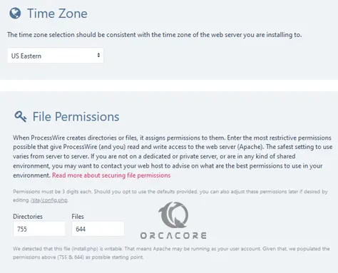 Time Zone and File Permissions for ProcessWire