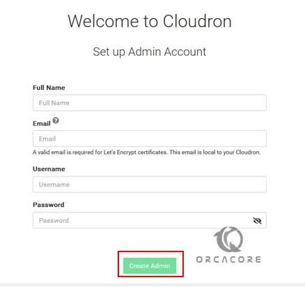 Admin account for Cloudron