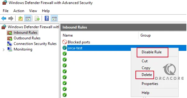 disable firewall rule