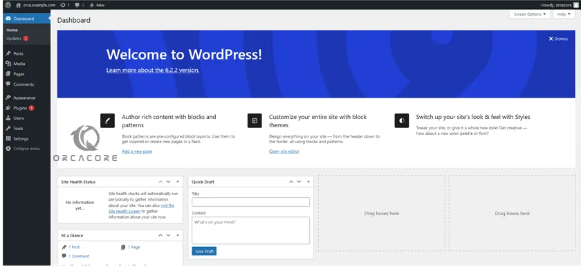 WordPress dashboard debian 12