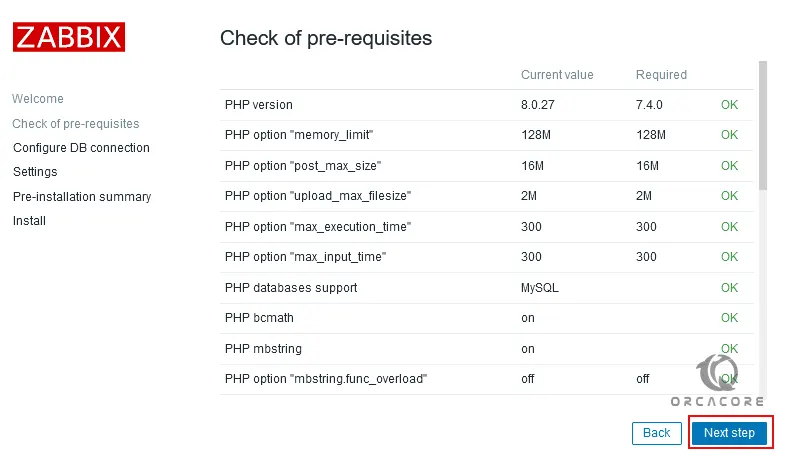 check for the prerequisites of Zabbix 6.4