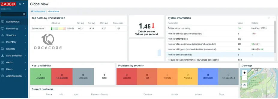 Zabbix 6.4 dashboard Ubuntu 22.04