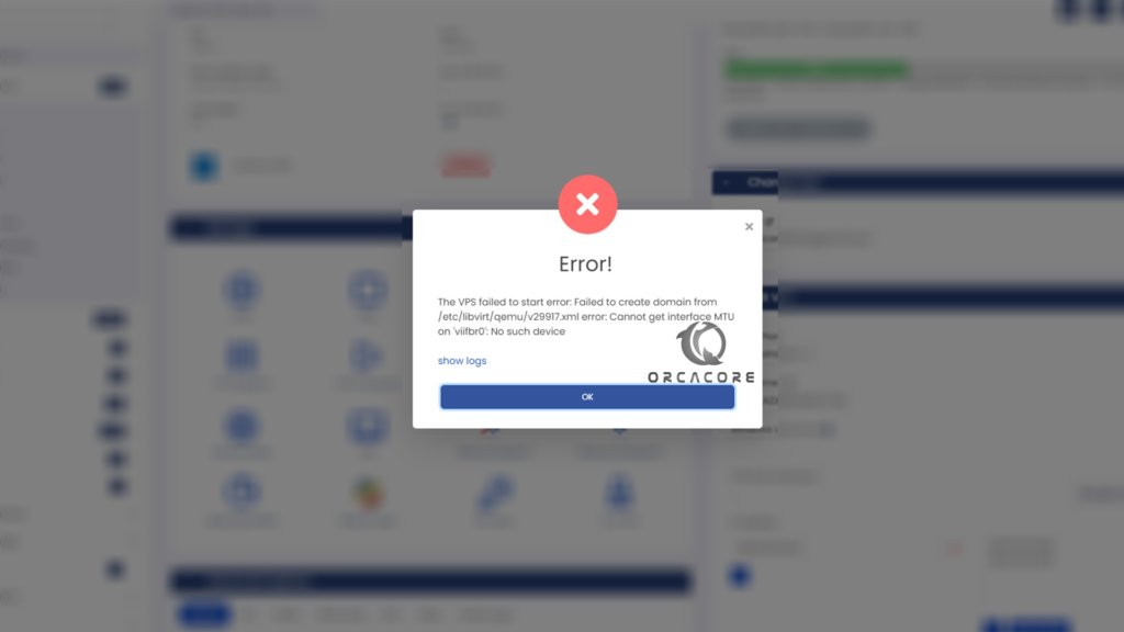 VPS failed to start Virtualizor - orcacore.com