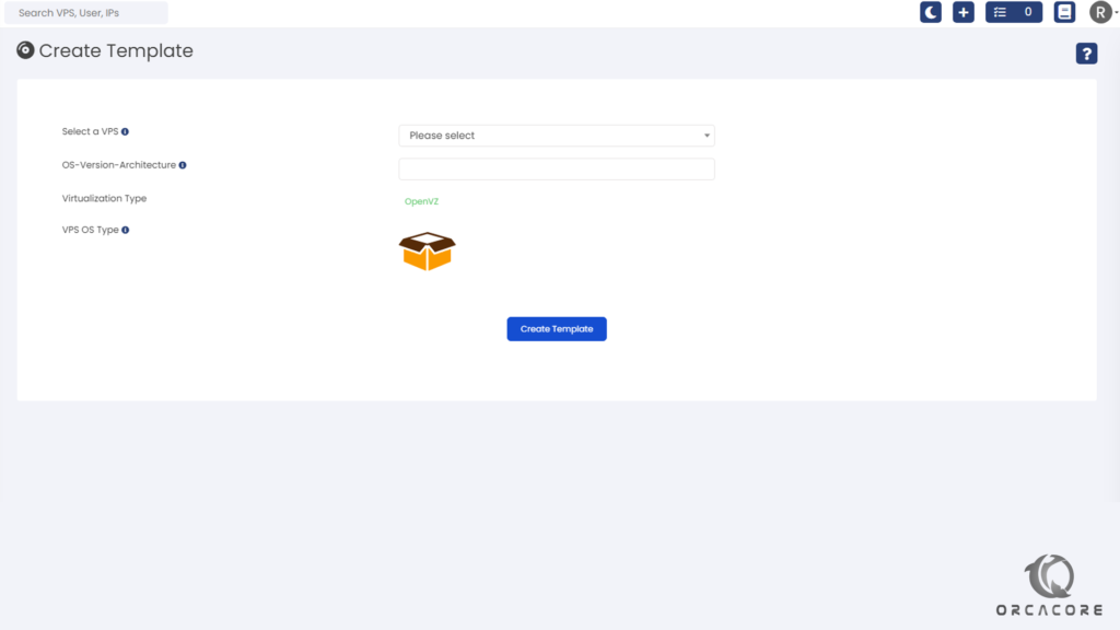 Create Template Virtualizor - orcacore.com