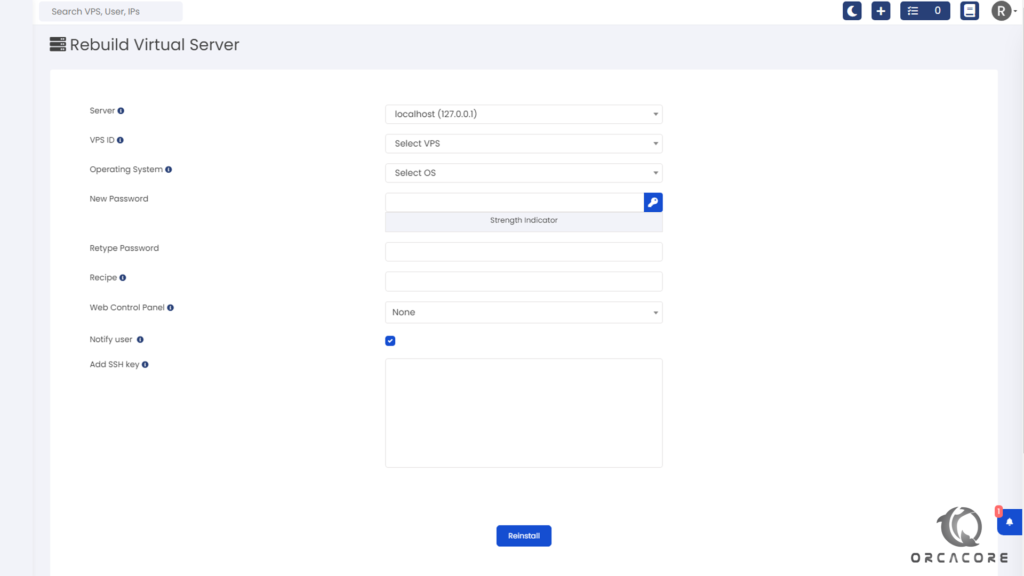 Rebuild VPS- orcacore