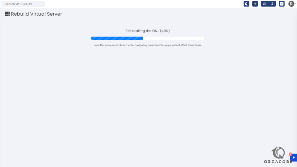 Rebuild VPS process - orcacore.com