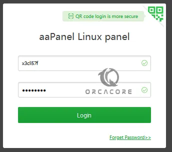 aaPanel Linux Panel login screen - orcacore.com