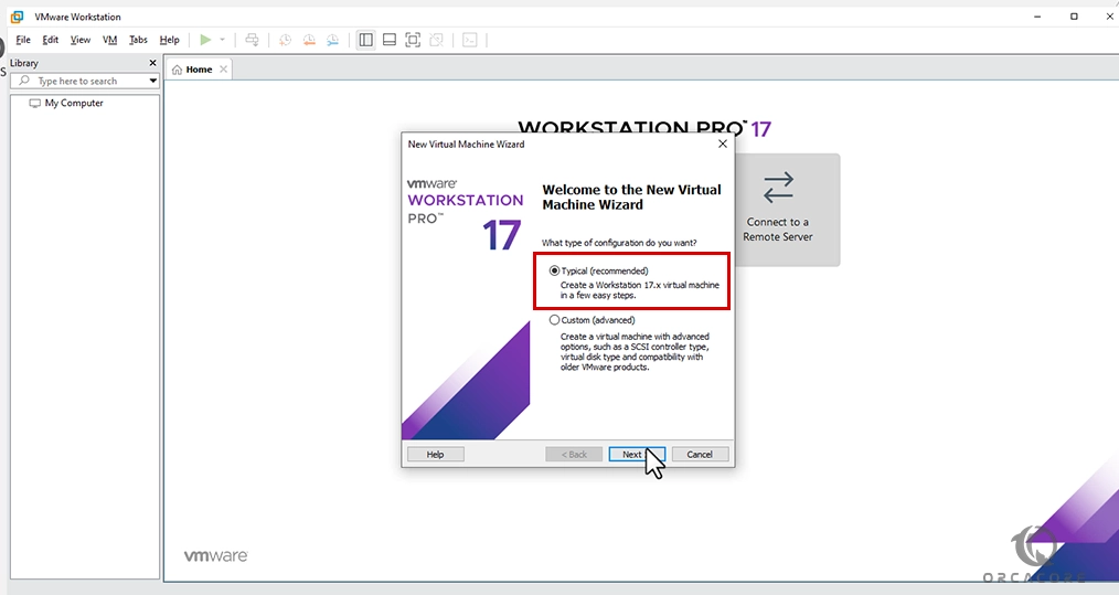 Create a virtual machine in the workstation - step 2