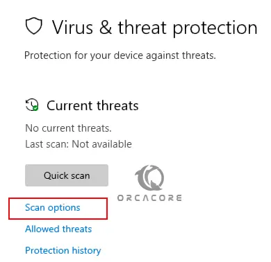 Scan options in Windows Defender