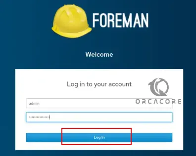 Foreman login screen