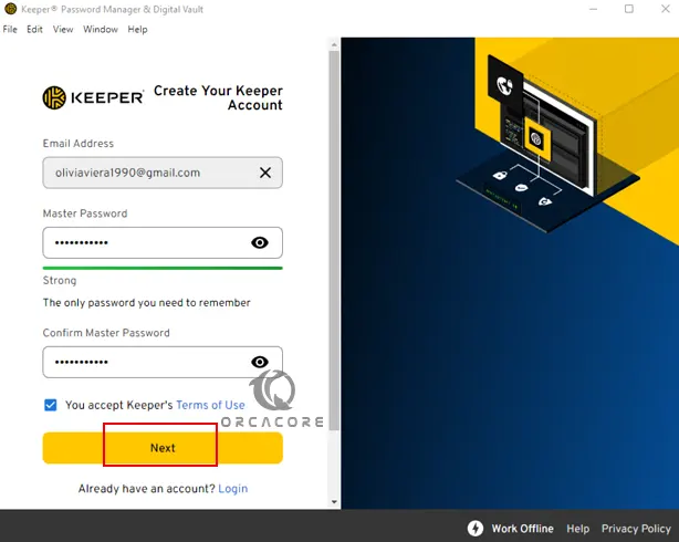 Master password for keeper account
