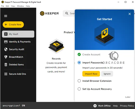 Keeper password manager dashboard