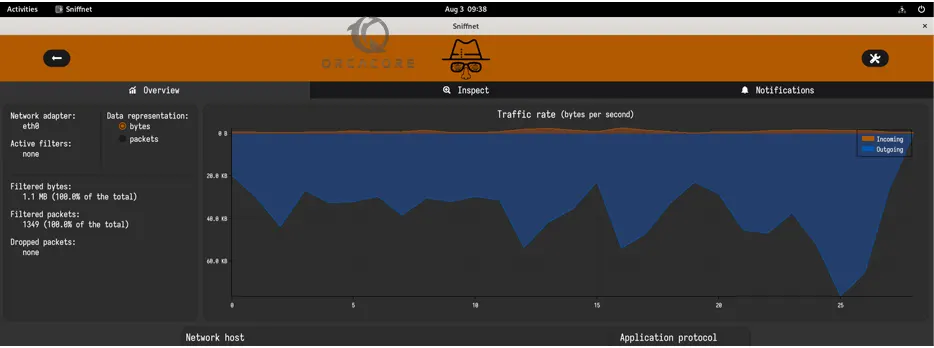 Network connection with Sniffnet 