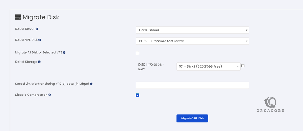 Migrate VPS disk on Virtualizor