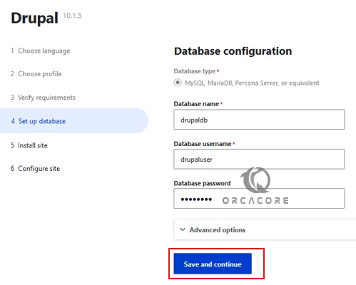 Drupal CMS database configuration