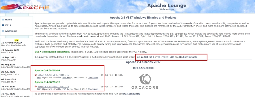Download Apache Windows binaries