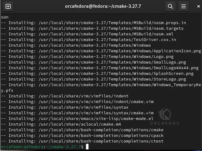 Installing CMake in Fedora
