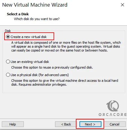 Create a new virtual disk 