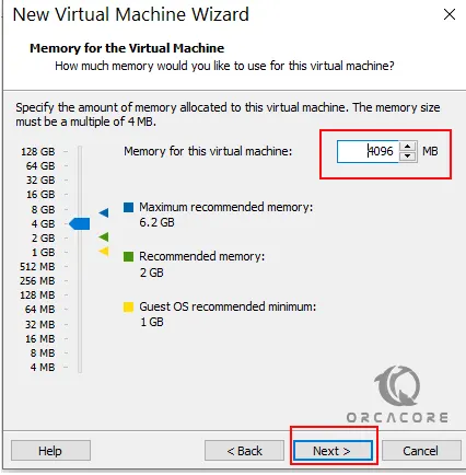 choose the memory for Linux Mint 21