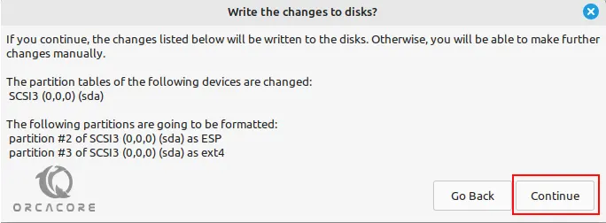 write the changes to disks for Linux mint 21