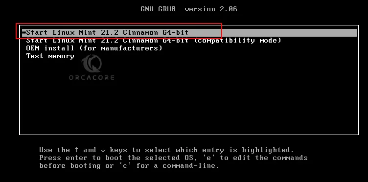 Start Linux Mint 21.2 Cinnamon 64-bit