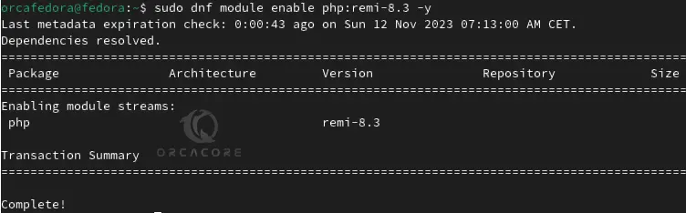 Enable PHP remi 8.3