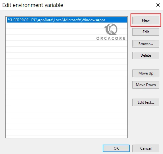 Create a new user variable path in Windows