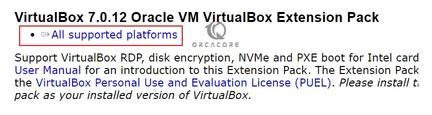 download VirtualBox extension pack