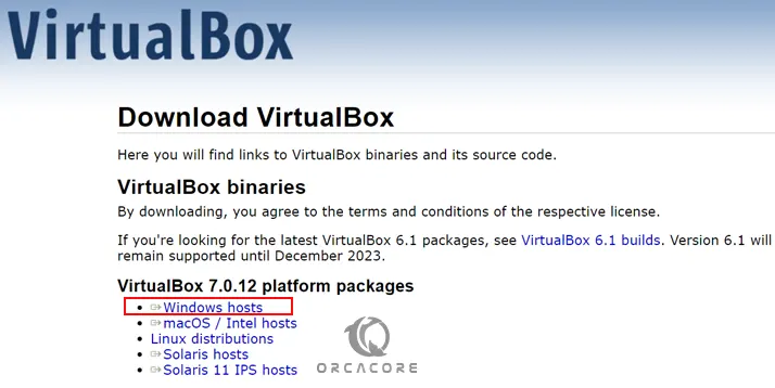 Download VirtualBox Windows hosts