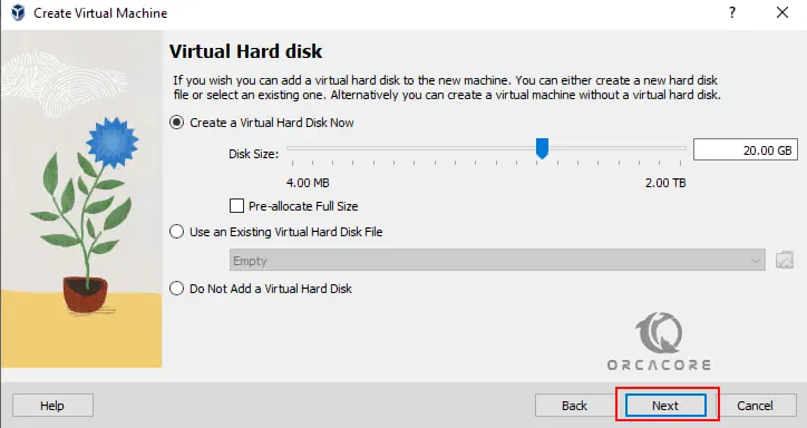 Create Virtual Hard Disk for VM 