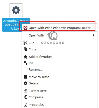 Open app with Wine Windows program loader