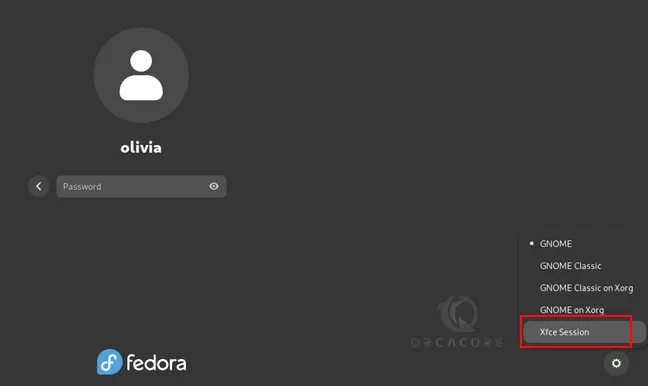 Launch XFCE desktop in Fedora