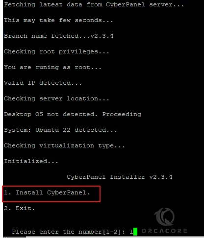 Start CyberPanel Installation on Ubuntu 22.04