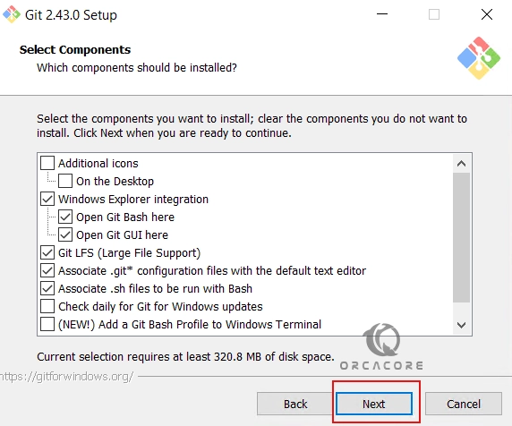 Install Git components on Windows server 2022