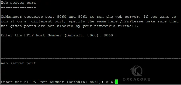 Select OpManager Web Server Port