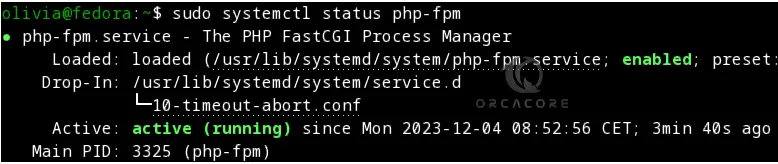 PHP-FPM Status Fedora Linux 39
