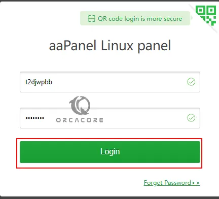 aaPanel Linux Panel Login screen