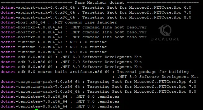 List Available Versions of dotnet on AlmaLinux 9