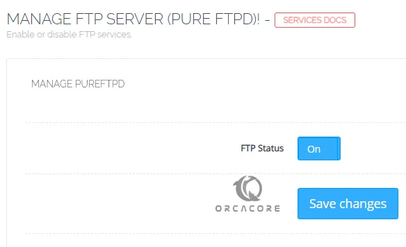Manage FTP server on CyberPanel