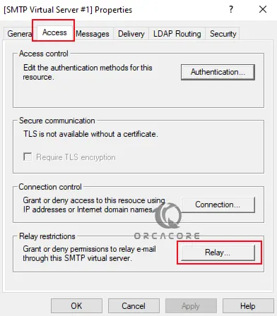 Relay restrictions with SMTP server