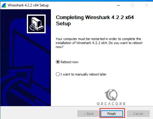 Finsih Wireshark Windows server installation