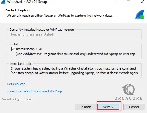 Install Wireshark Npcamp Windows server 2022