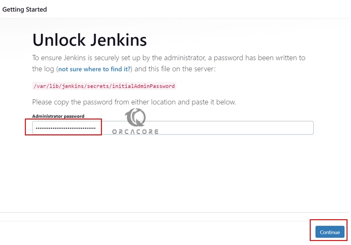 Enter the Jenkins initial admin password