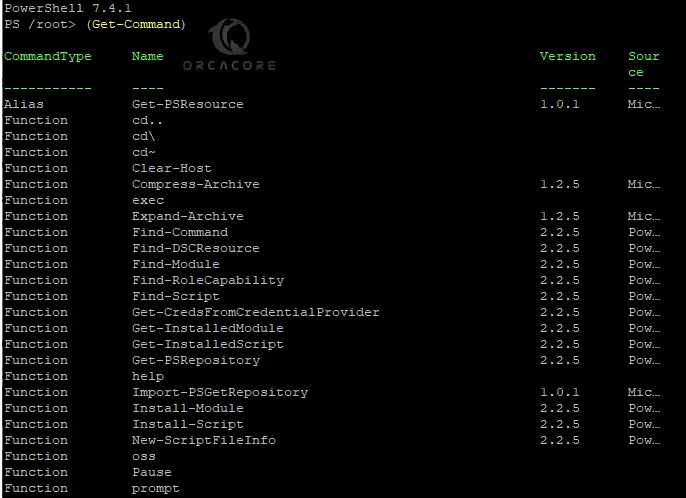 use the Get-Command to see a list of Cmdlet Debian 12