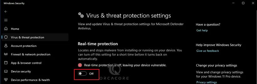  turn off the real-time protectio