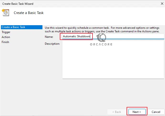 Enter your Task Name on Windows 11